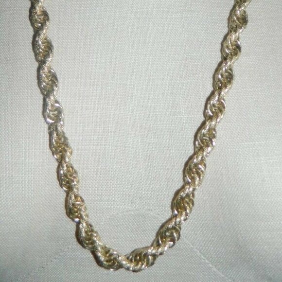 Gold Tone Textured Multi Link Twist Chain Necklace - Picture 1 of 4